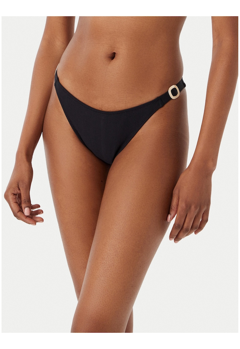 Slip de bikini pentru femei - negru - material sintetic - croiala braziliana