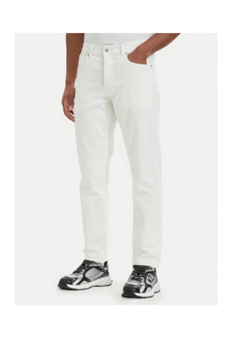 Blugi barbati - alb si albastru - slim fit - din denim de bumbac