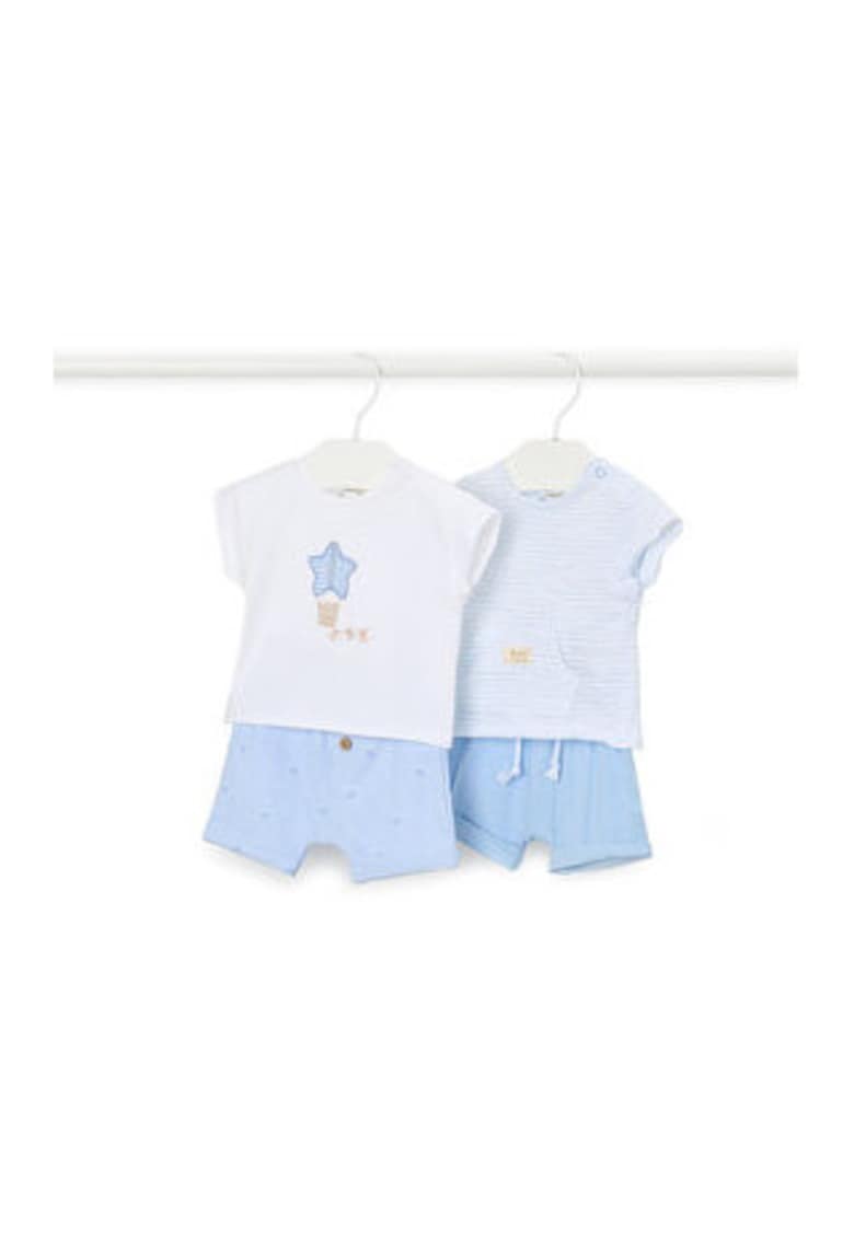 Set 2 tricouri si pantaloni scurti - Albastru - Bumbac - Casual