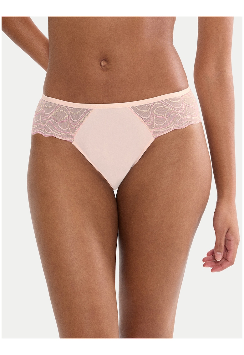 Chiloti clasici dama - bej - dantela - material elastic