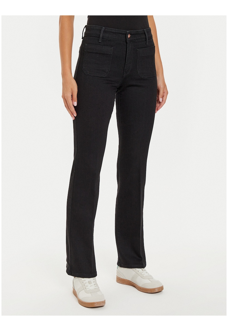 Blugi dama - evazati - negru - bumbac/modal -