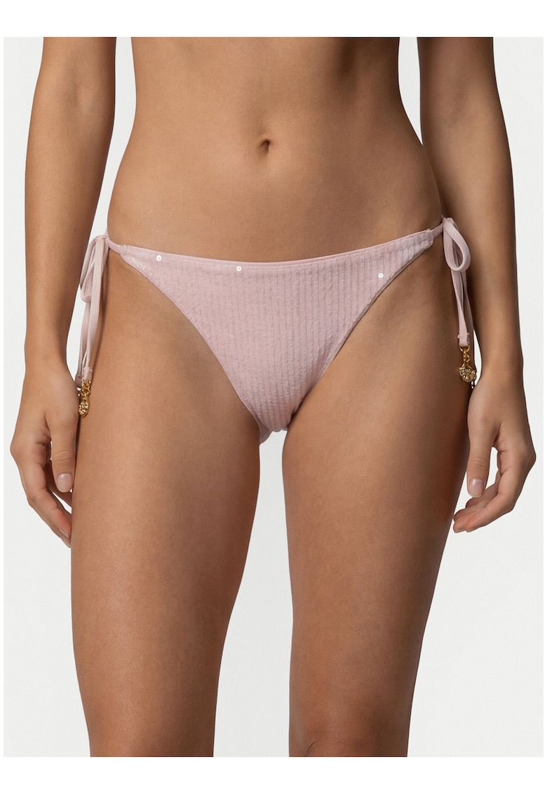 Costum de baie dama - slip bikini - roz - poliester