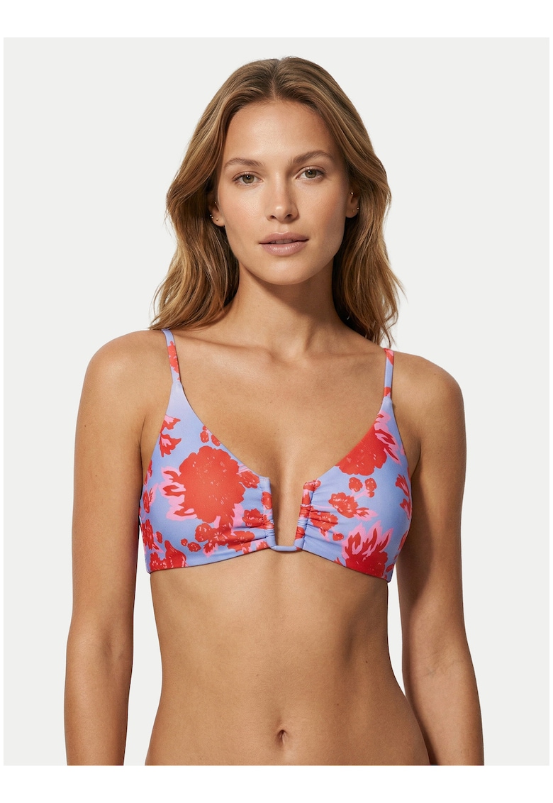 Top de bikini reversibil - floral - violet - material reciclat