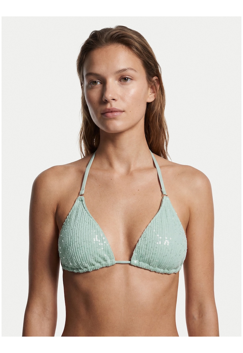 Top de bikini pentru femei - verde - cupele moi - material elastic - set de plaja