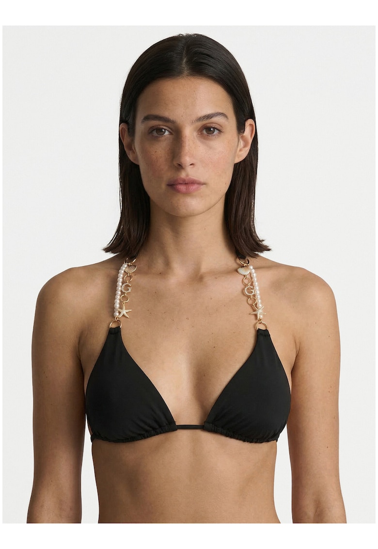 Costum de baie dama - sutien bikini - negru - material elastic - fara armatura