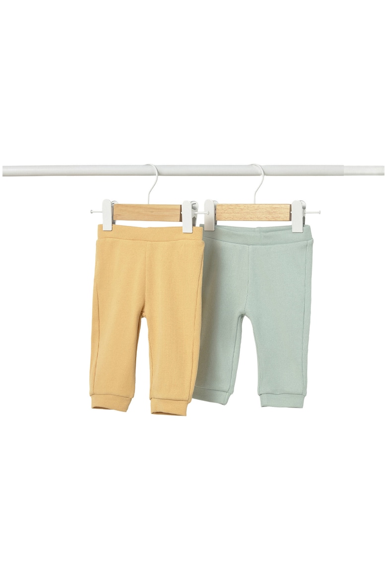 Set pantaloni de trening copii - verde/galben - bumbac - 2 perechi