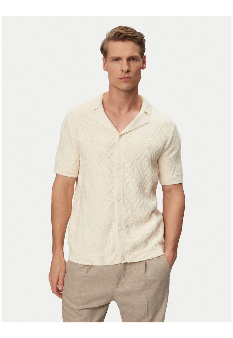 Camasa barbati - Joop Jeans - bej - bumbac - maneca scurta - stil casual