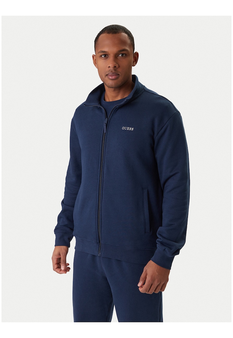 Bluza barbati - albastru - bumbac si poliester - maneca lunga - fermoar -