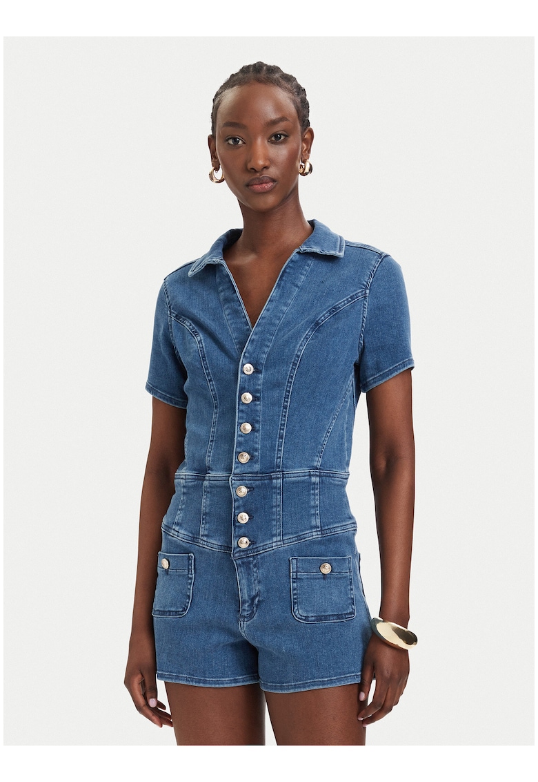 Salopeta dama - casual - albastru - bumbac
