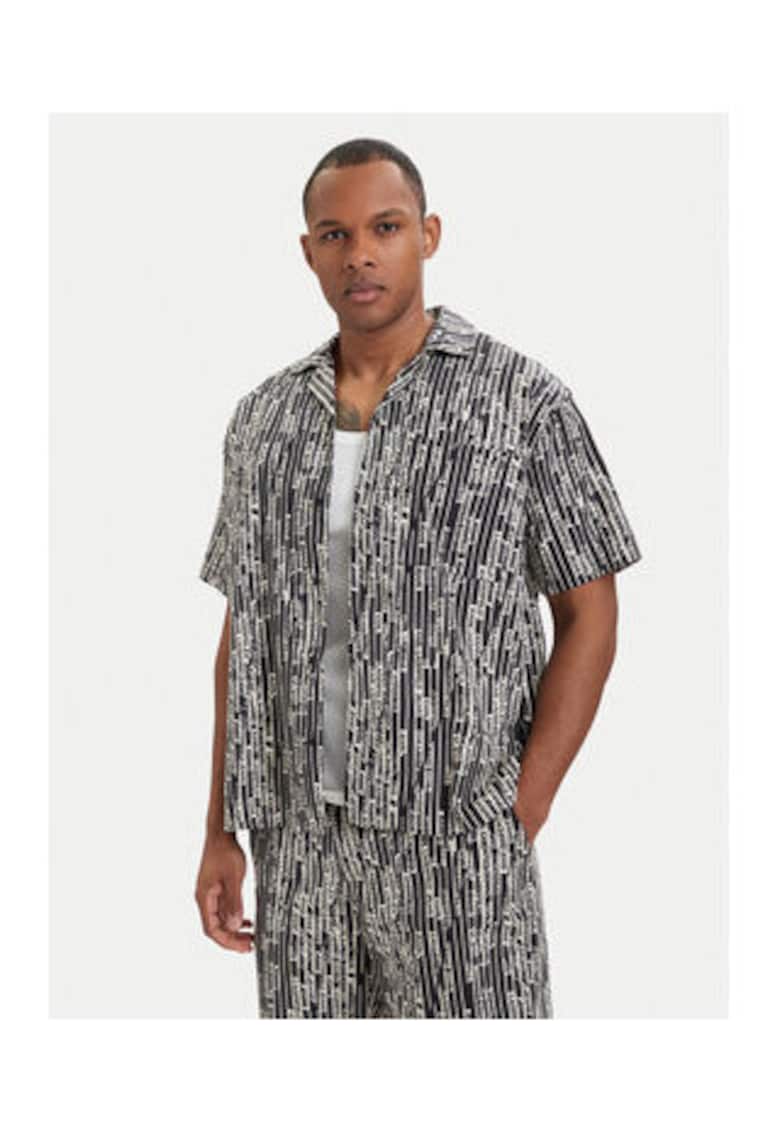 Camasa barbati - neagra - bumbac - maneca scurta - regular fit -