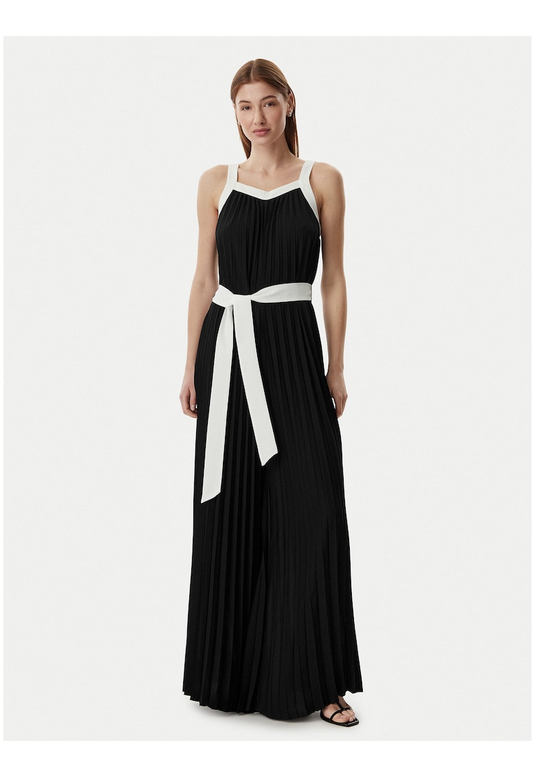 Salopeta dama - negru - fara maneci - textil