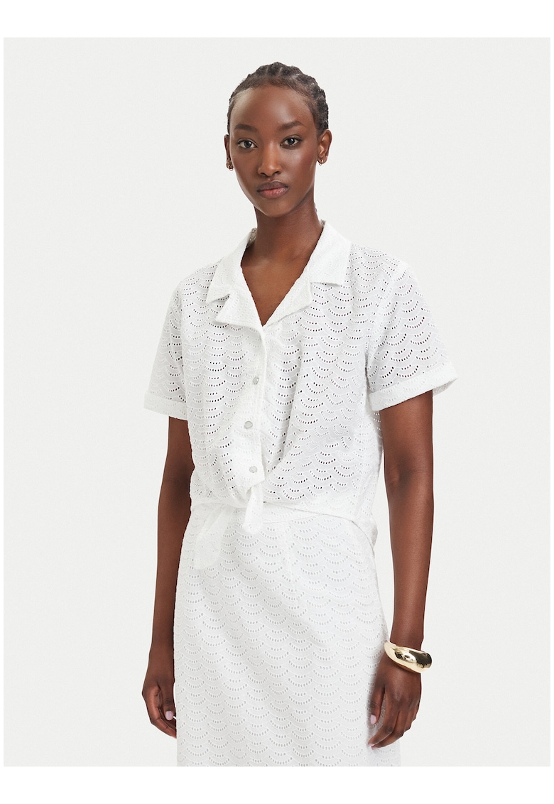 Camasa dama - alb - bumbac - croiala regular fit - maneca scurta