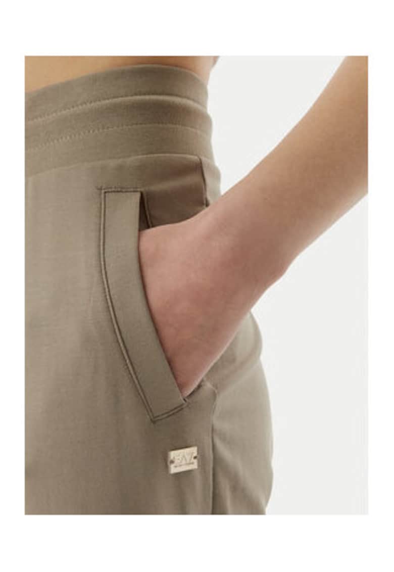 Emporio Armani - Trening/dres din bumbac cu elastan (95%/5%) - cu fermoar - regular fit si talie inalta - bej -