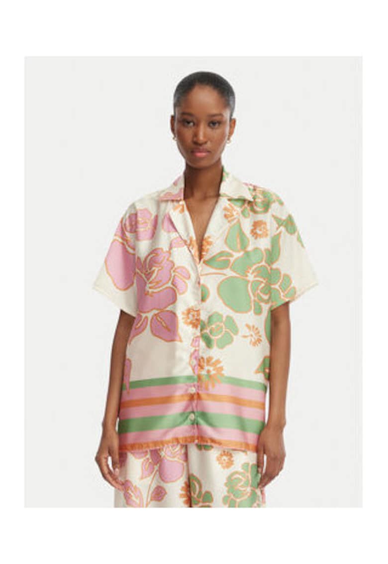 Camasa dama - multicolor - material moale - imprimeu floral - maneci scurte