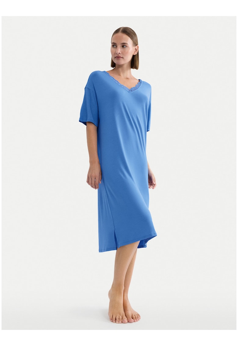 Pijamale dama - camasa de noapte - croiala lejera - albastru - modal