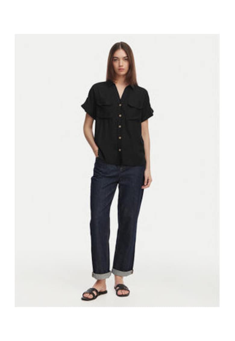 Camasa dama - neagra - viscoza - croiala regulara - maneca scurta