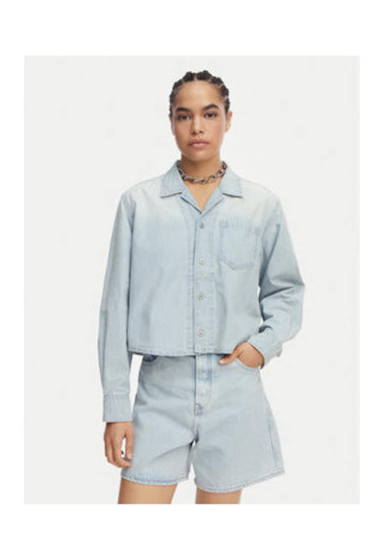 Camasa din denim pentru femei - G-Star Raw - albastru - bumbac - croiala lejera - maneca lunga