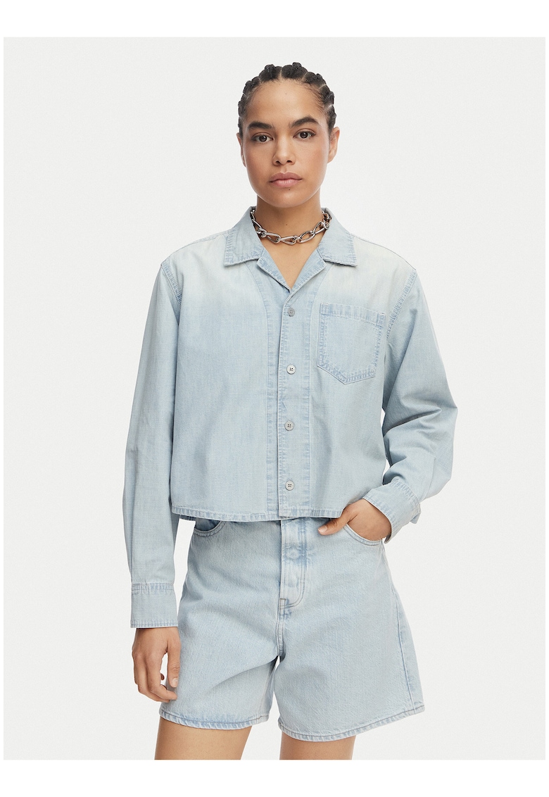 Camasa din denim pentru femei - G-Star Raw - albastru - bumbac - croiala lejera - maneca lunga