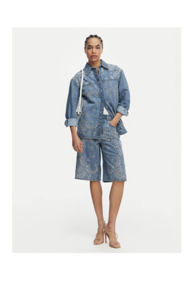 Camasa din denim - albastra - croiala regulara - maneca lunga - bumbac