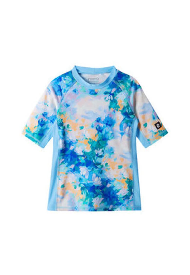 Tricou de inot fete - grafic - albastru - poliamida/elastan