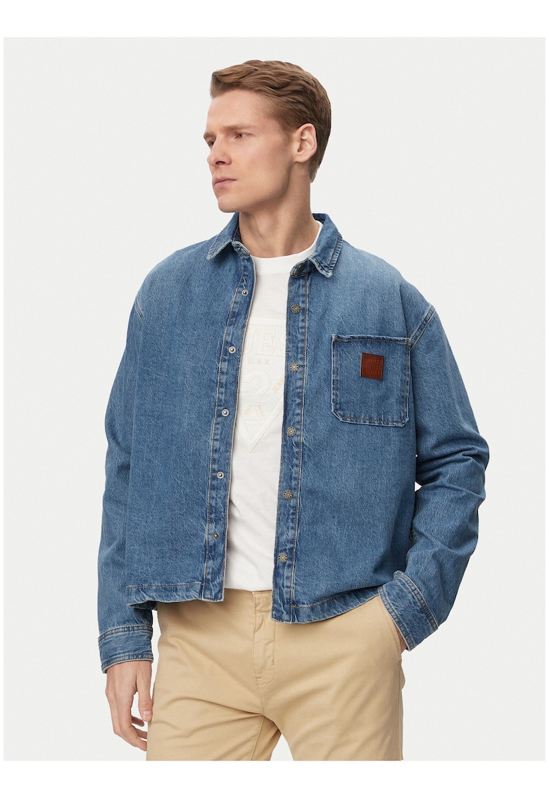 Camasa barbati - oversize - albastru - bumbac