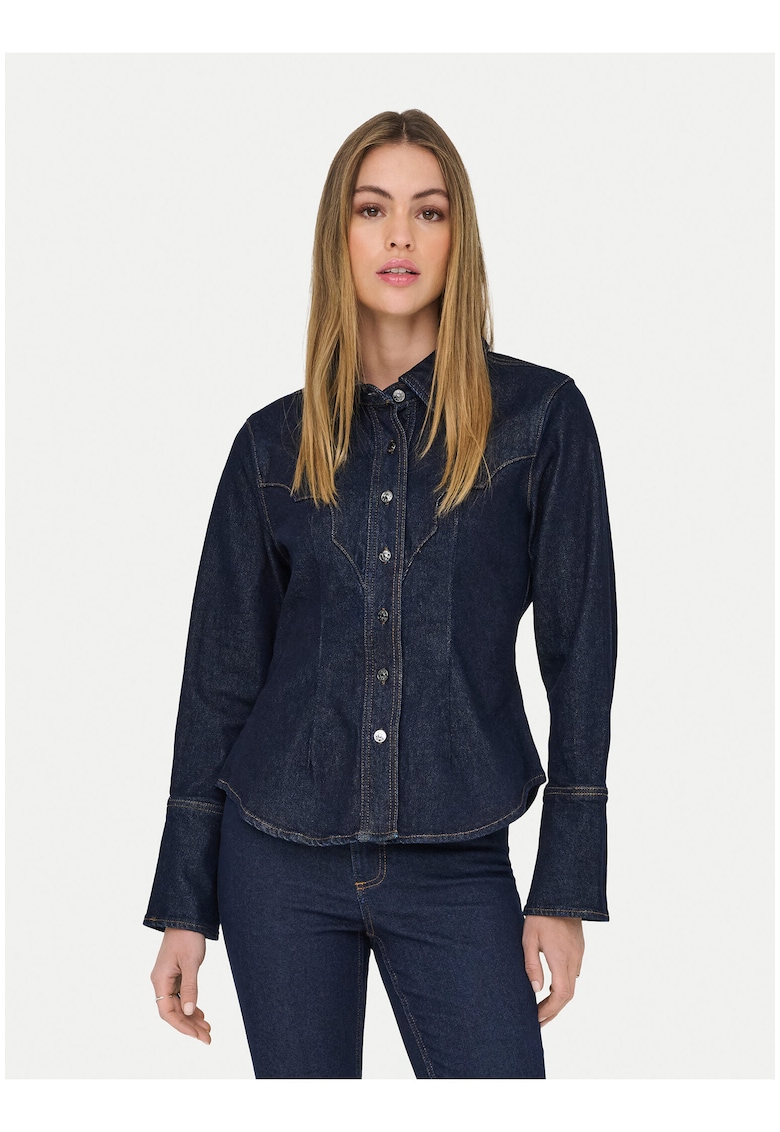 Camasa denim - slim fit - bumbac - Alb/Albastru