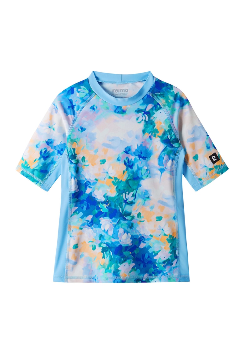 Tricou de inot fete - grafic - albastru - poliamida/elastan