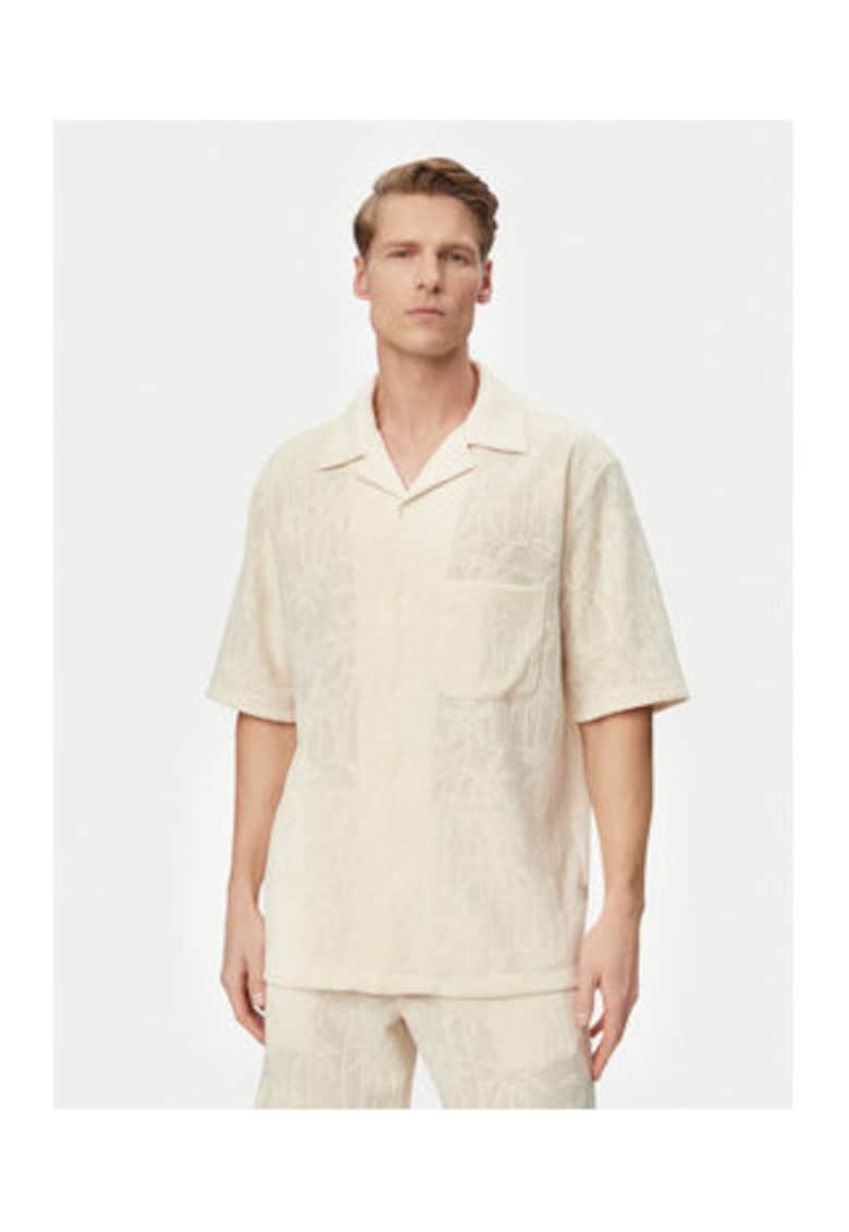 Camasa barbati - bej - bumbac si poliester - maneca scurta - stil casual 756105