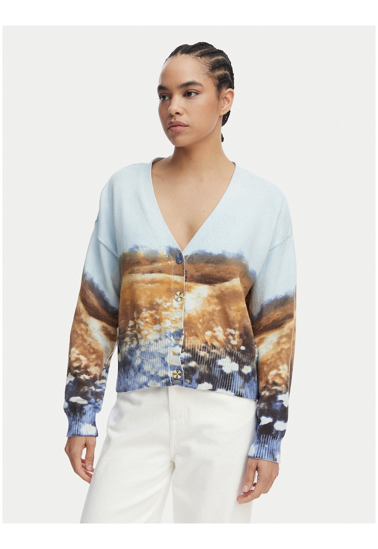 Cardigan dama - multicolor - bumbac - maneci lungi - inchidere cu nasturi