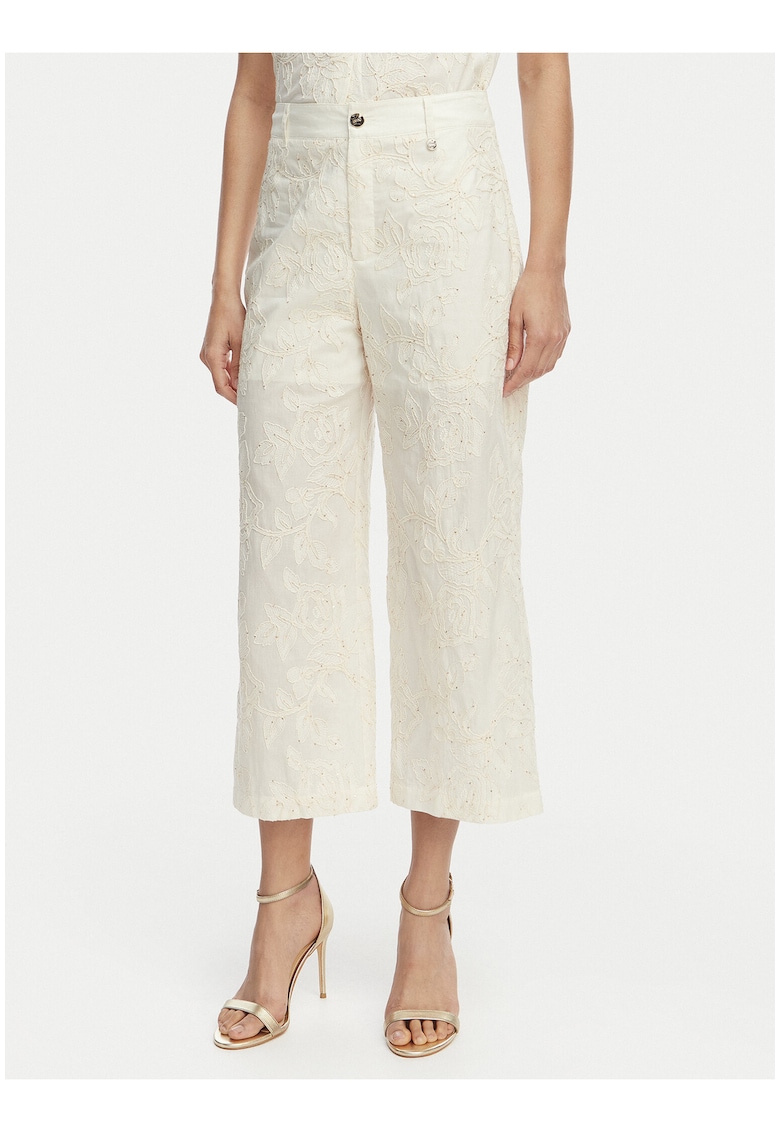Pantaloni culotte dama - bej - bumbac - 7/8
