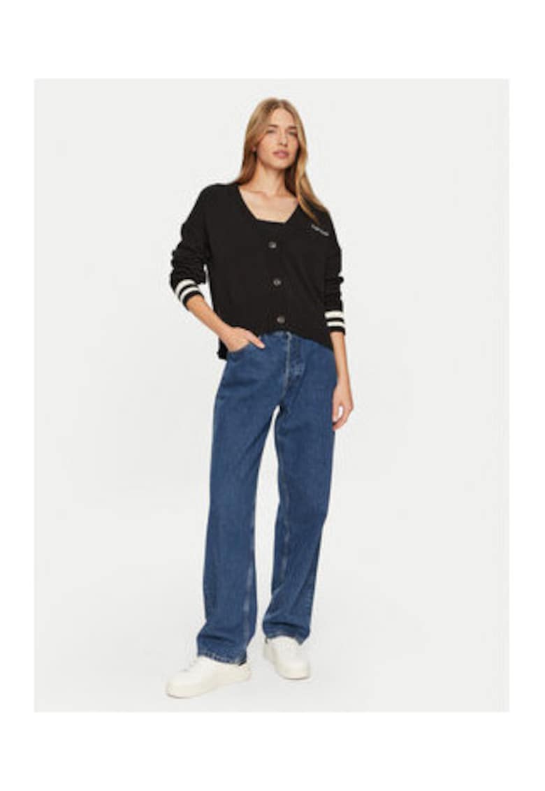Cardigan dama - negru - bumbac organic - maneca lunga -