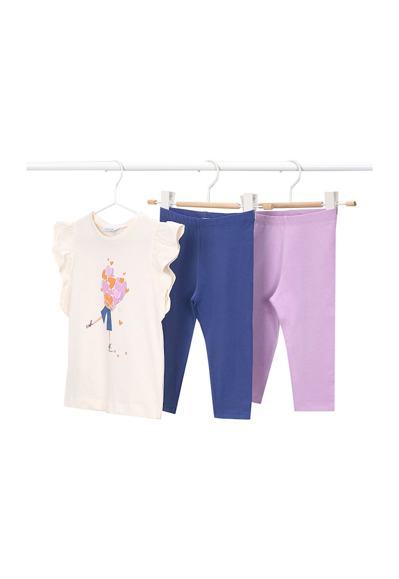 Set pentru copii - bluza cu volane si colanti elastici - multicolor - bumbac