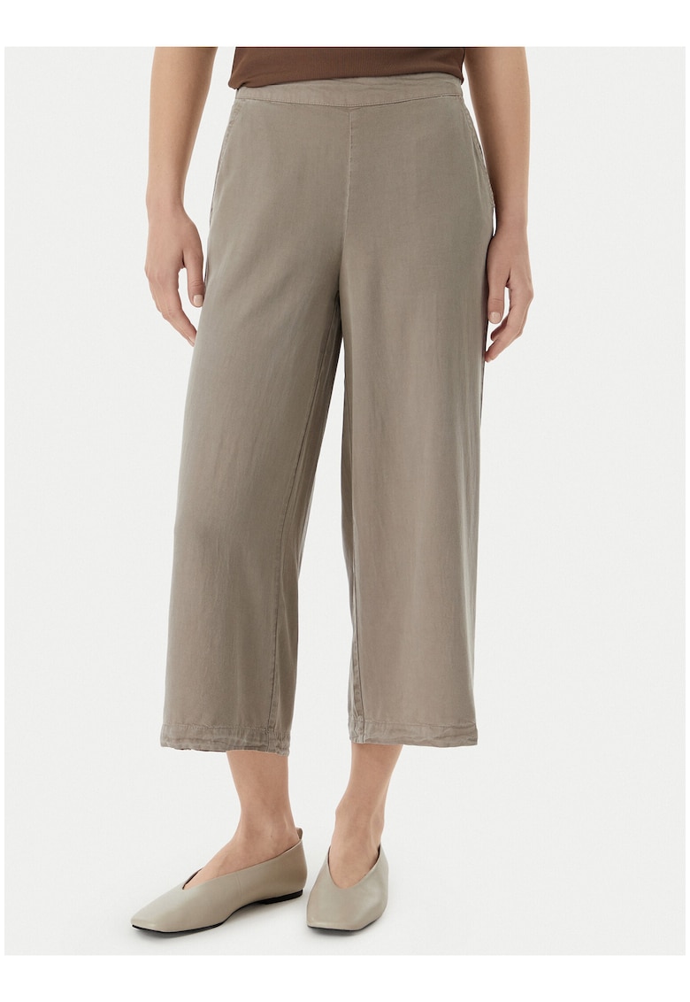 Pantaloni dama - 7/8 - gri - lyocell - croiala ampla