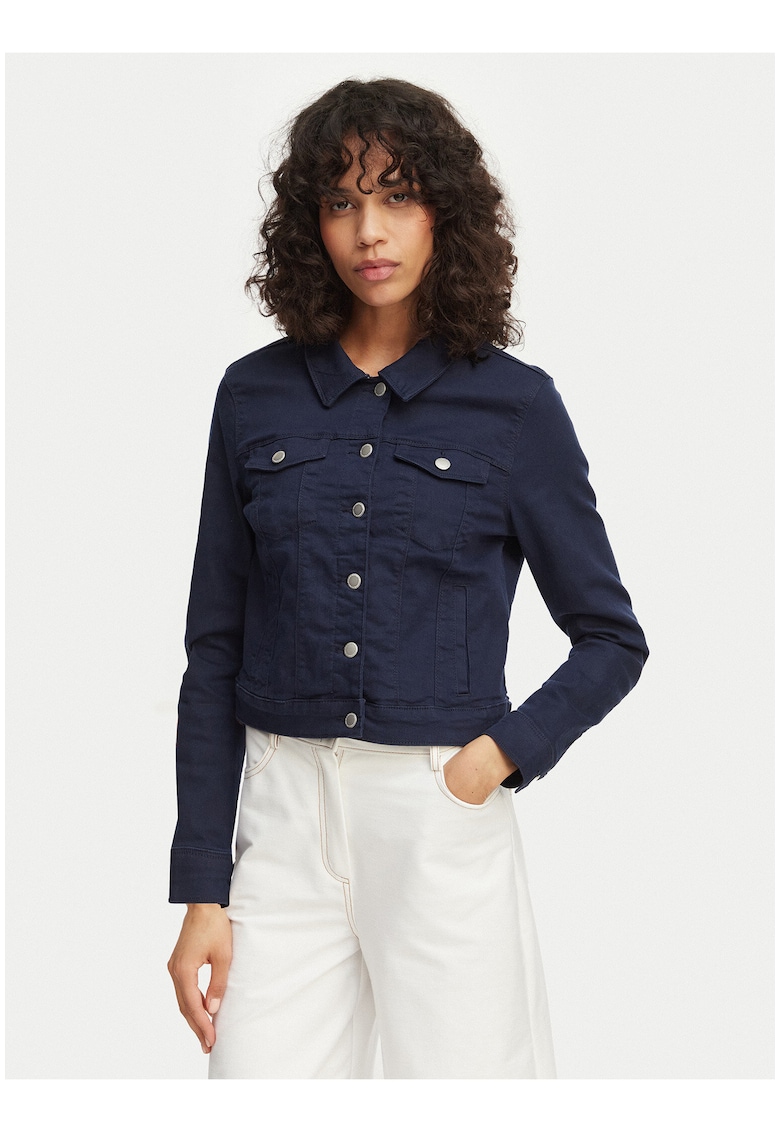Geaca dama - denim - bleumarin - bumbac/viscoza - maneca lunga