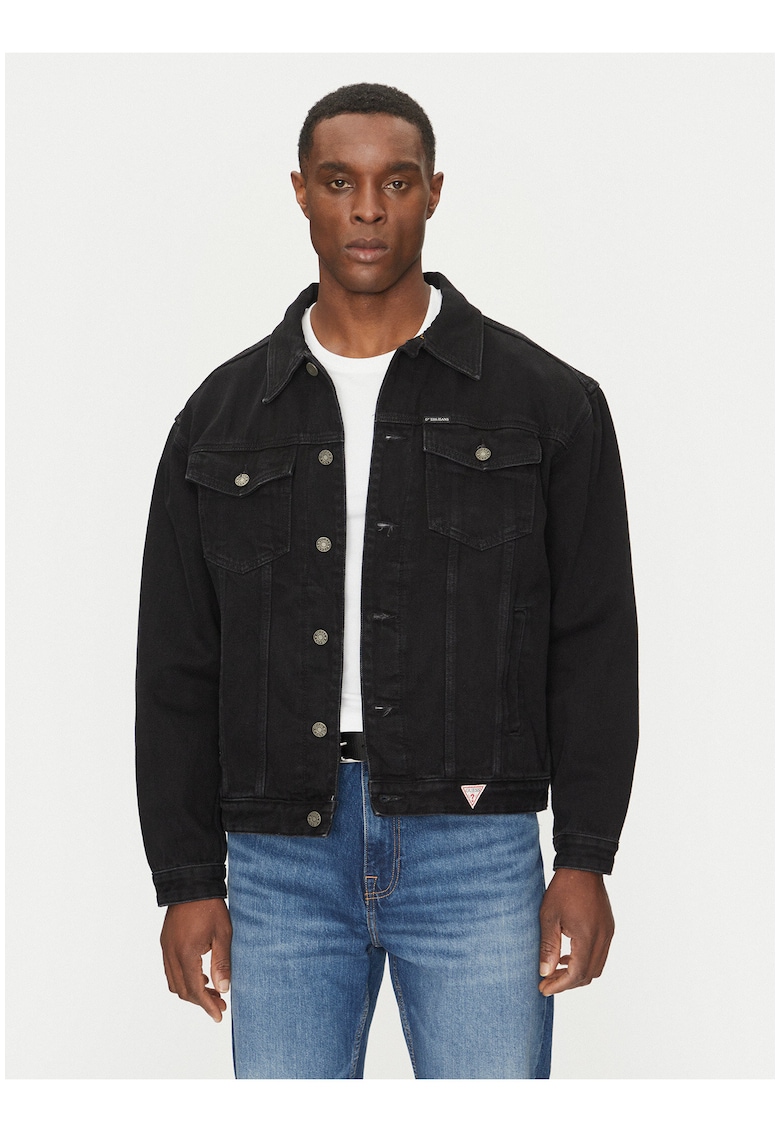 Geaca barbati - neagra - bumbac - maneci lungi - regular fit -