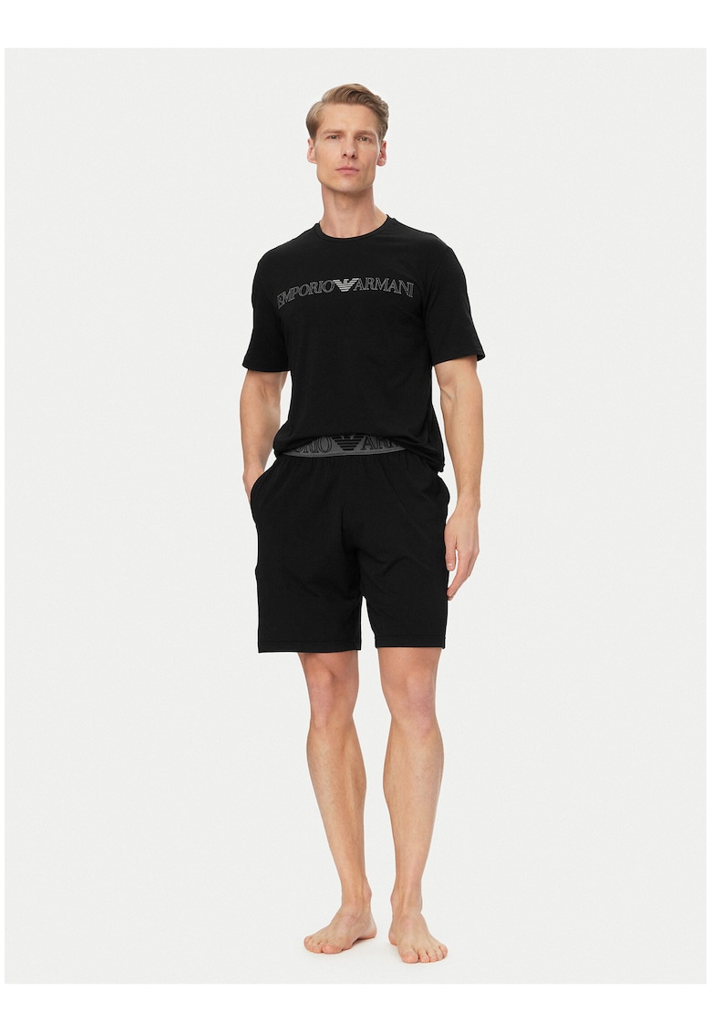 Pijamale barbati - negru - bumbac - imprimeu grafic
