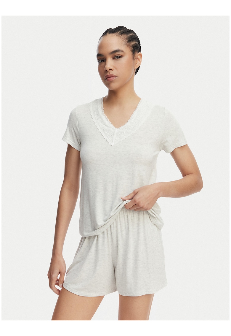 Pijama dama - viscoza - maneca scurta - Gri