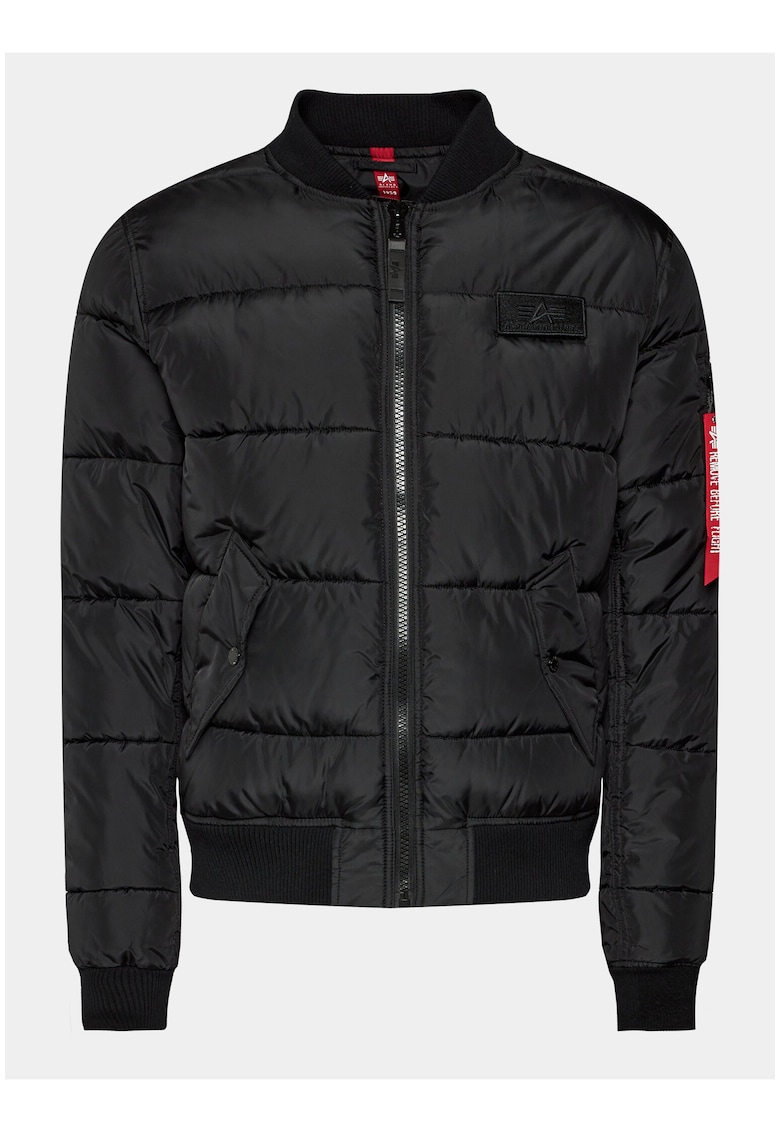 Geaca de iarna barbati - neagra - poliester - fermoar -