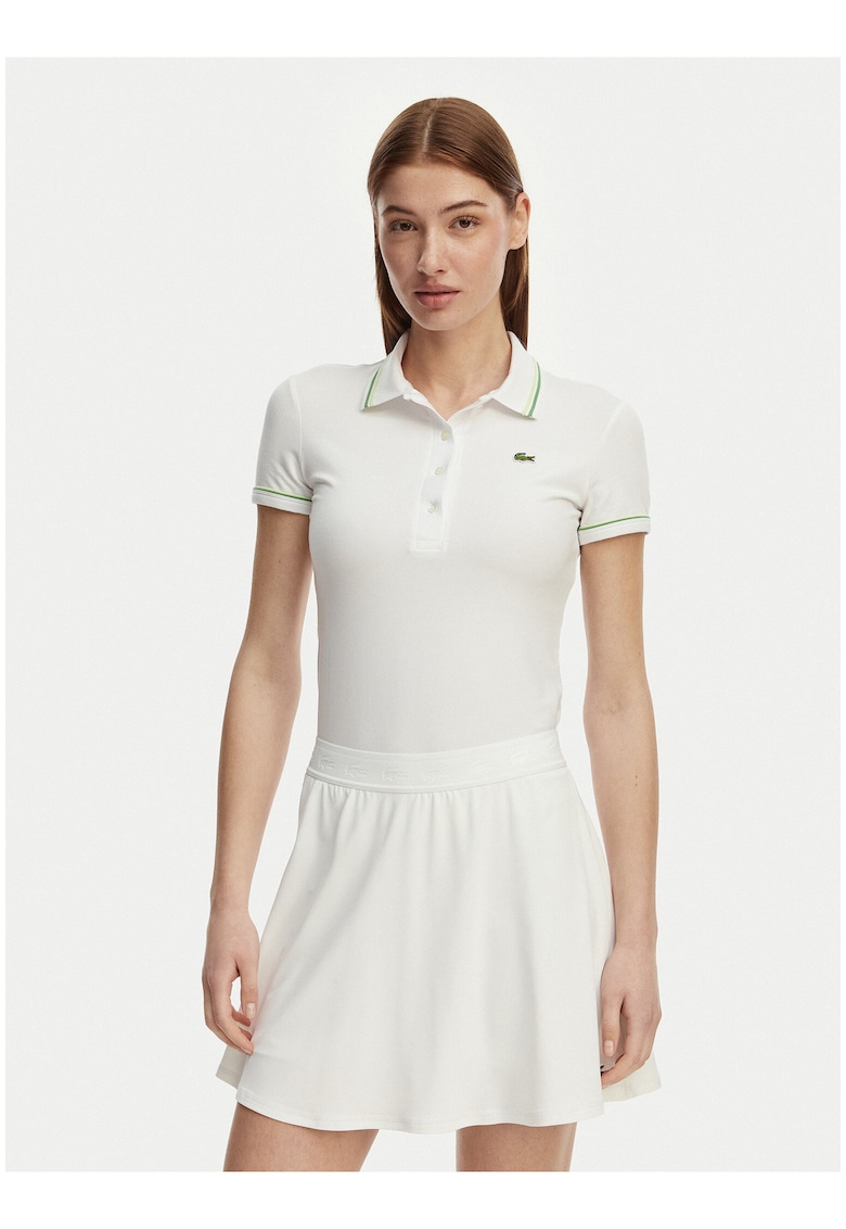Tricou dama - alb si verde - bumbac si modal - maneca scurta