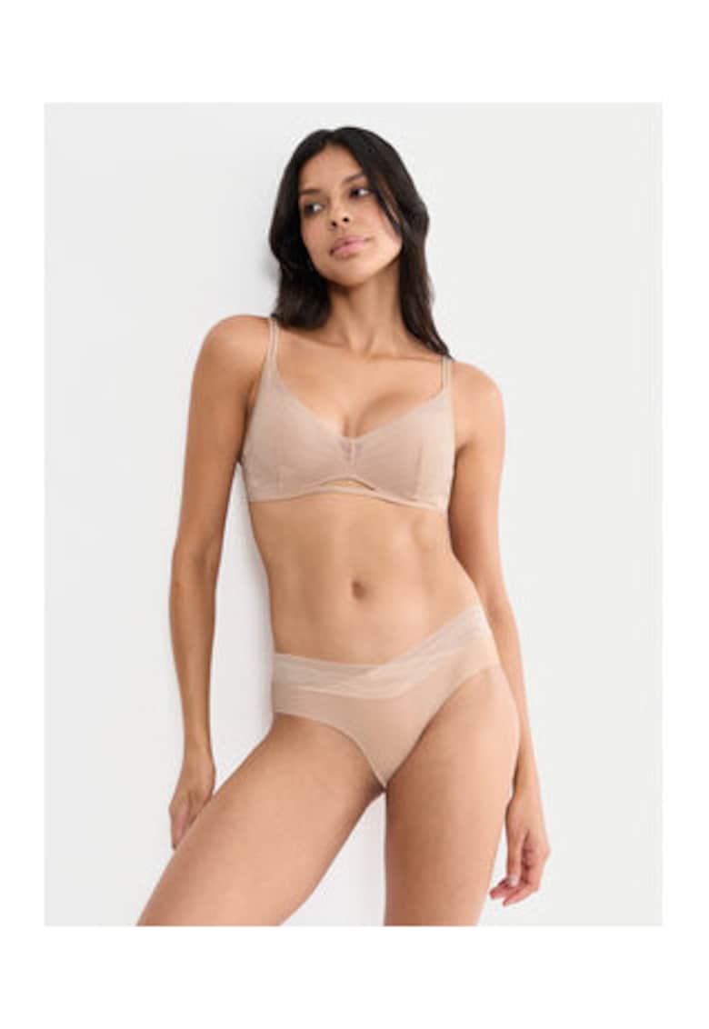 Chiloti clasici dama - bej - dantela - material moale