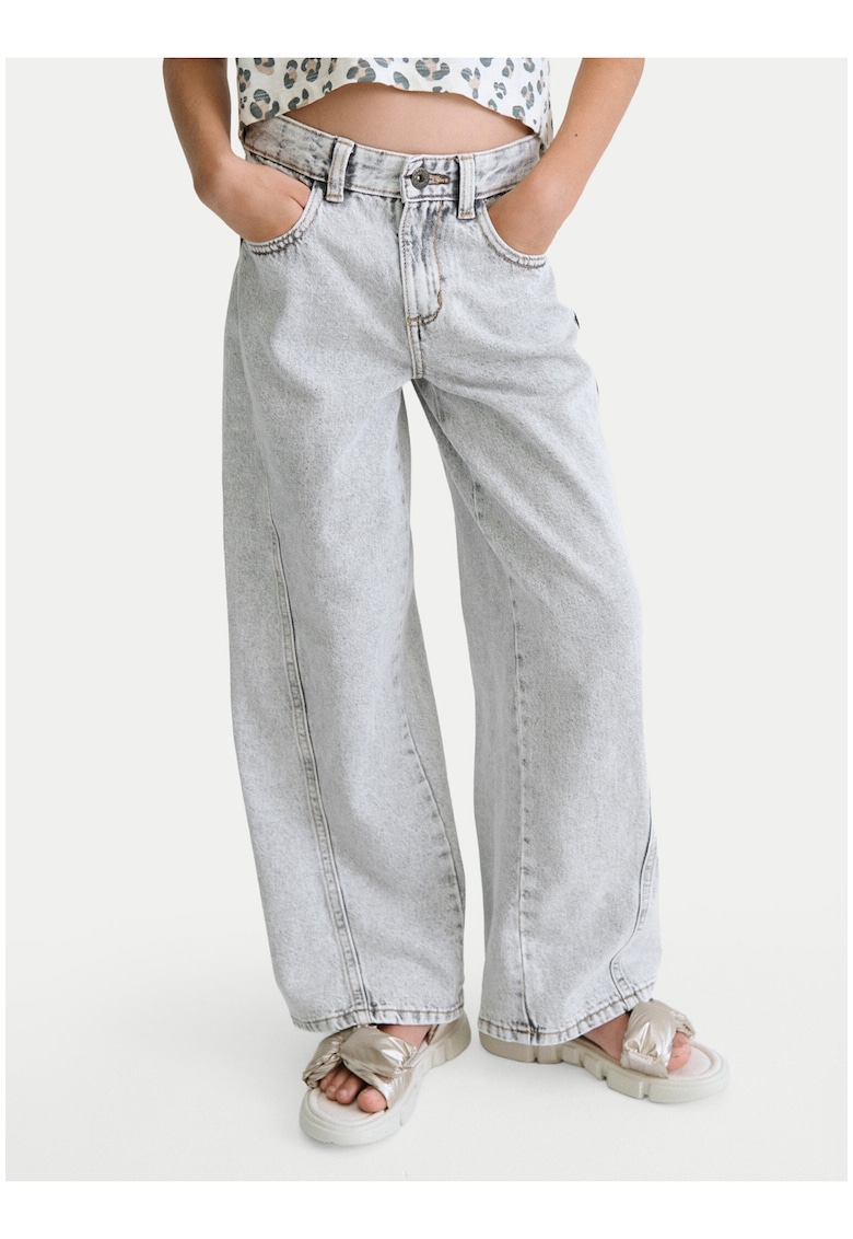 Pantaloni copii - gri - bumbac - croiala ampla