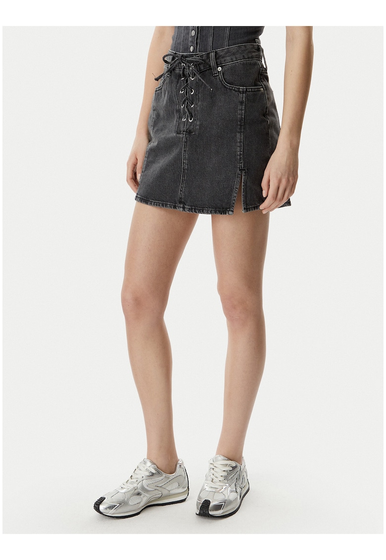 Fusta Dama - Negru - bumbac - casual -