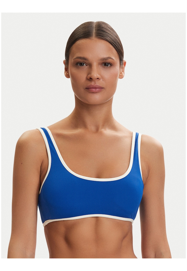 Top de bikini pentru femei - albastru - design reversibil - material elastic