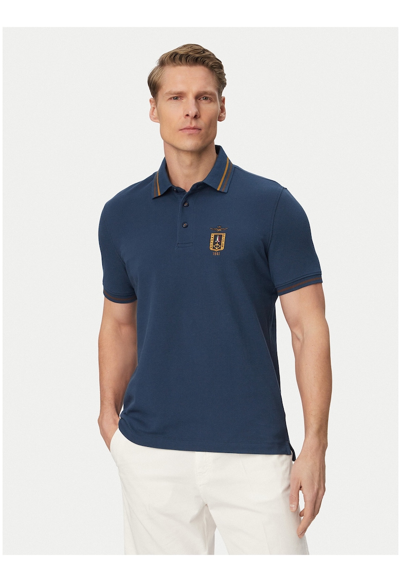 Tricou polo Barbati - Albastru - Bumbac - Maneca scurta
