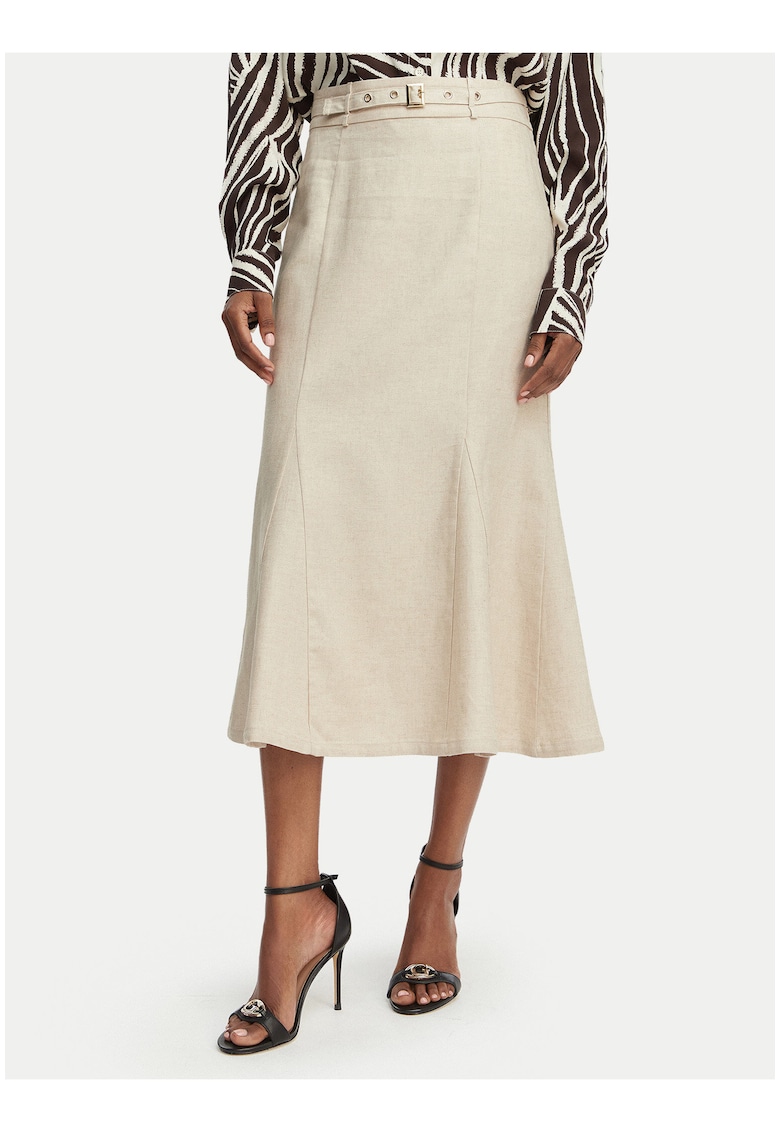 Fusta midi - bej - material in si viscoza - stil casual -