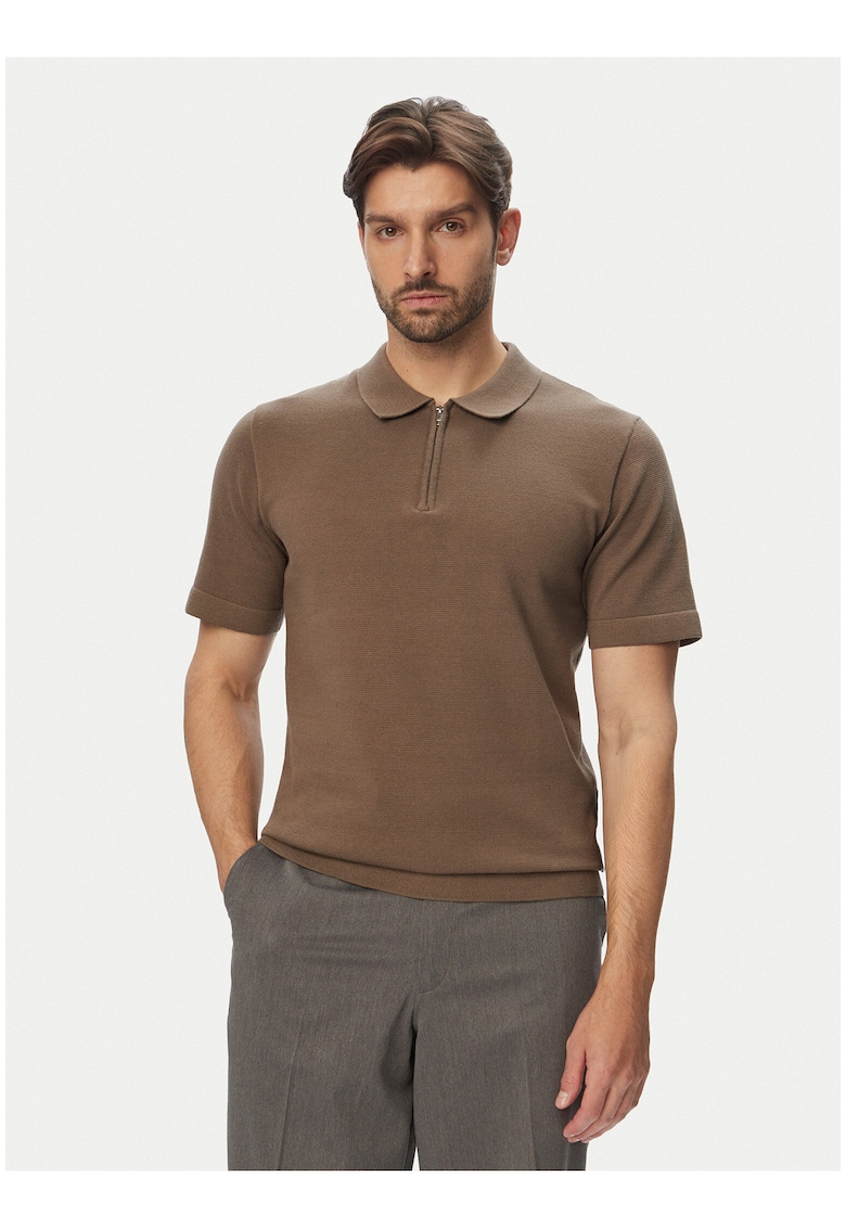 Tricou Polo Barbati - Jack Jones - Bej - Bumbac organic - Maneca scurta