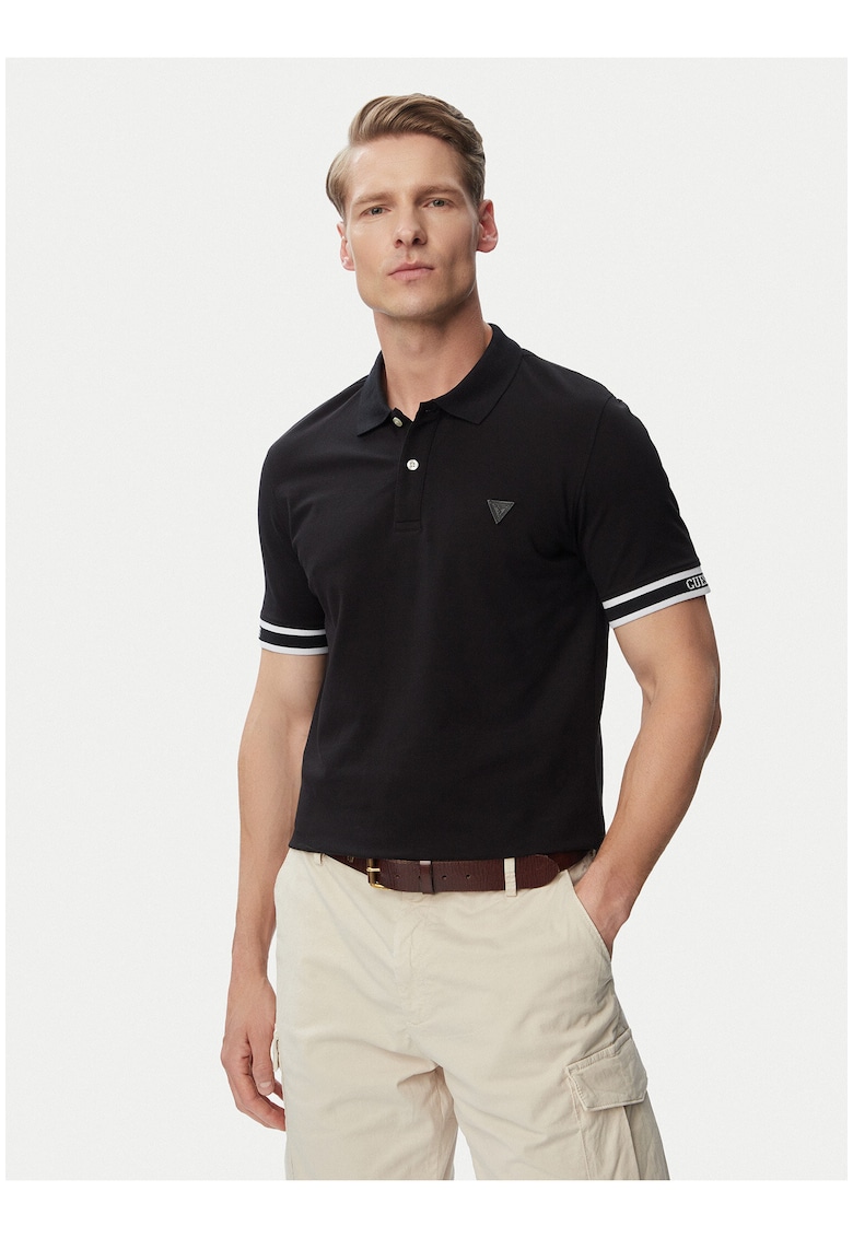 Tricou Polo Barbati - Negru - bumbac - maneca scurta -