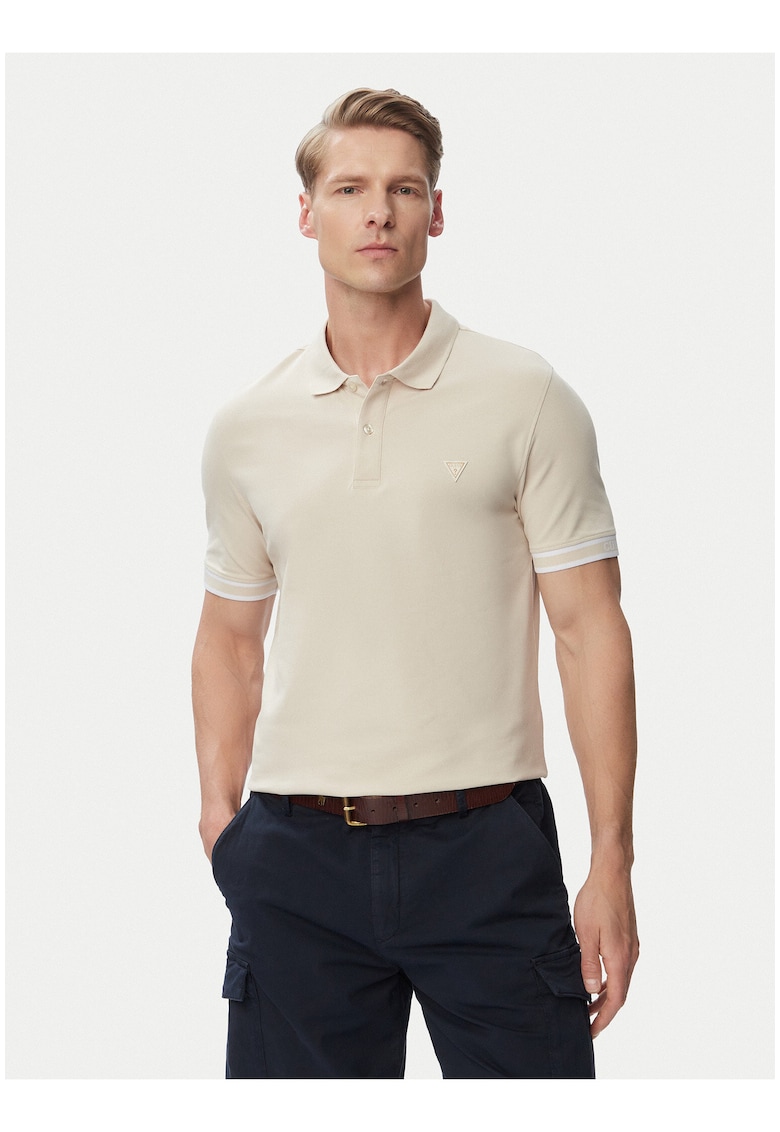 Tricou Polo Barbati - Bej - bumbac - maneca scurta -