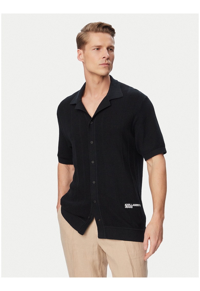 Camasa polo Barbati - Negru - Croiala lejera - Bumbac