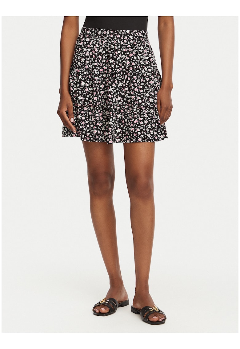 Fusta mini Dama - neagra - florala - din viscoza